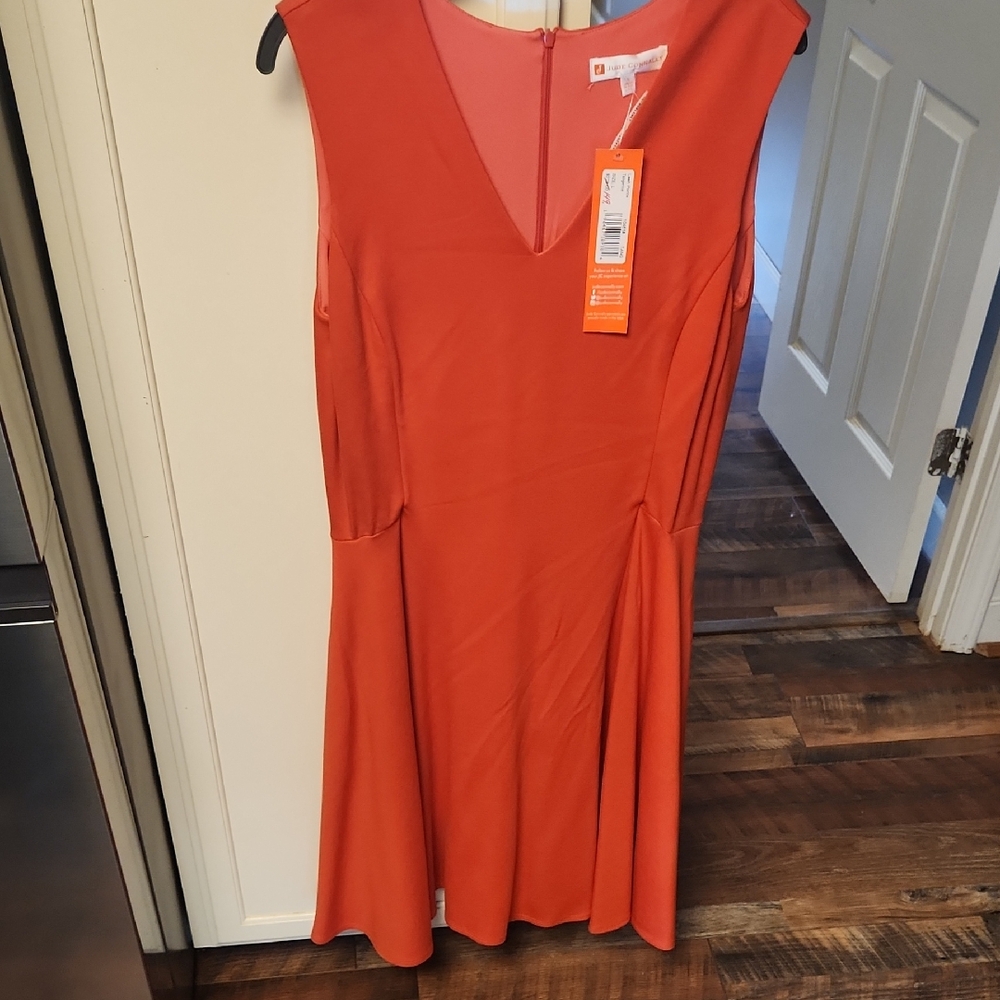 Jude Connally Orange Sleeveless V-Neck Dress